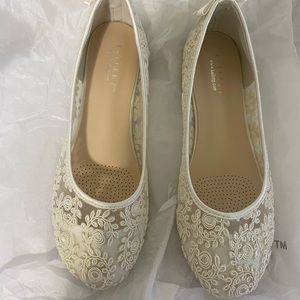 Kailee P wedding/bridal ivory lace flats